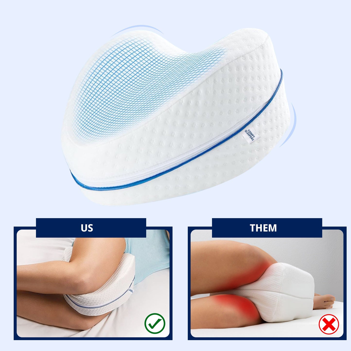 Memory Foam Leg & Knee Support Pillow for Sciatica, Back, Hip, and Joint Comfort